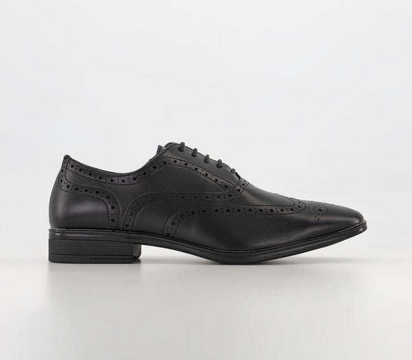 Mens Office Wide Fit: Macro 2 Brogue Black Leather