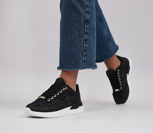 Office Flamingo Panel Lace Up Trainers Black Mix