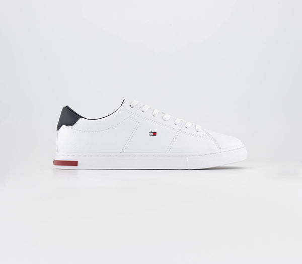 Odd Sizes - Mens Tommy Hilfiger Essential Leather Detail Vulc White Navy Red - UK Sizes Right 10/Left 9