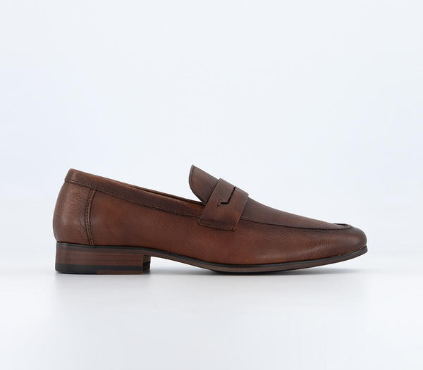 Mens Office Malibu Cut Out Saddle Loafers Tan Leather
