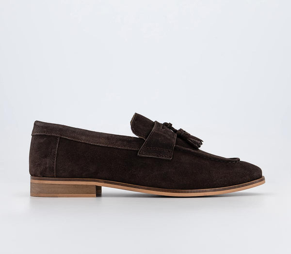 Mens Office Channing Tassel Loafers Brown Suede