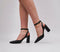 Womens Office Matilda Ankle Strap Court Heels Black Leather