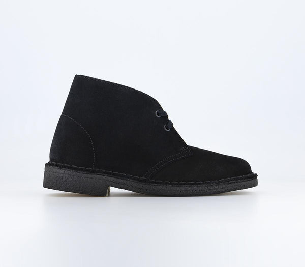 Womens Clarks Originals Desert Boots Black Suede