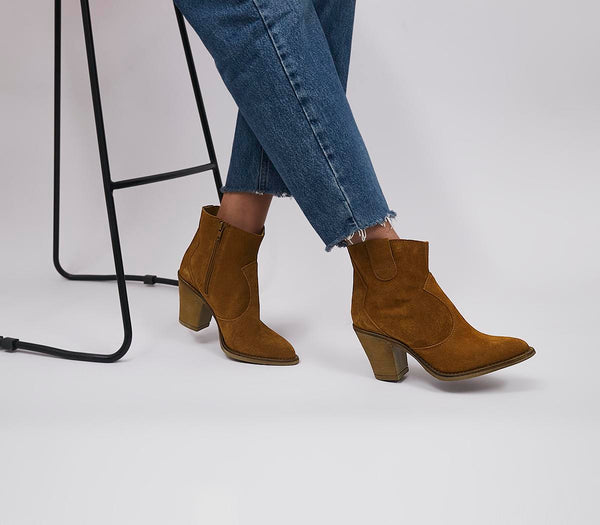 Womens Office Alabama Western Boots Tan Suede