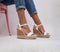 Womens Office Heated Cork Wedge Espadrille White