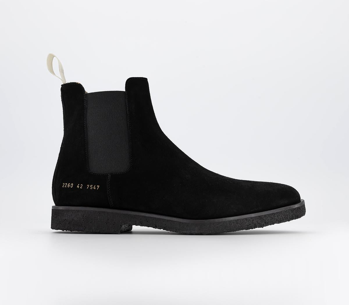 Mens Common Projects Chelsea Boots Black Suede