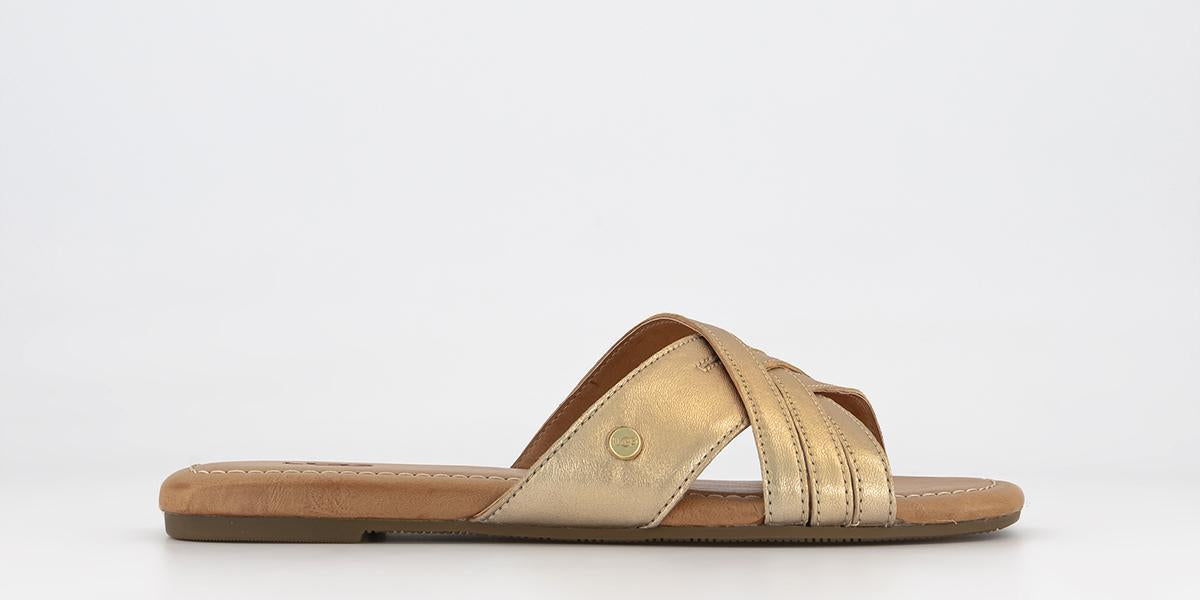 Womens UGG Kenleigh Slides Gold Metallic