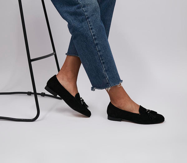 Womens Office Fellow Loafers Black Suede