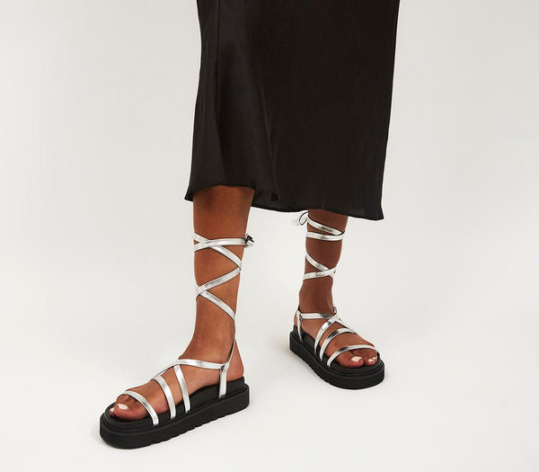 Womens Office Summarise Multistrap Sandals Silver