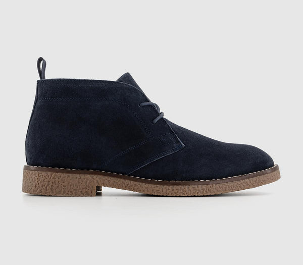 Mens Office Byron Crepe Look Chukka Boots Navy Suede