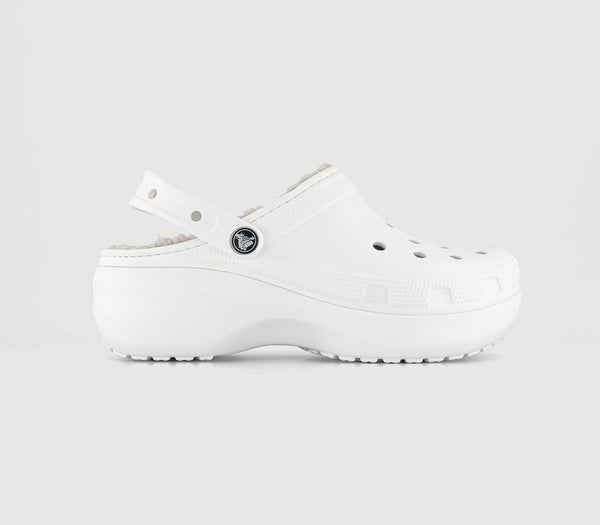 Womens Crocs Classic Platform Lined Clogs White