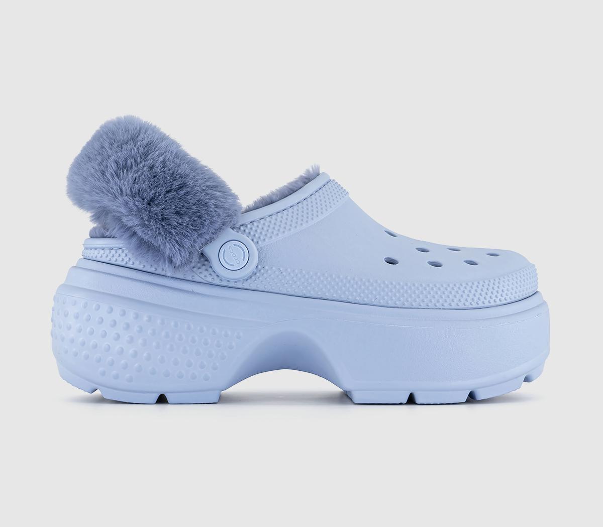 Womens Crocs Stomp Lined Clogs Blue Calcite