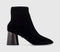 Womens Office Ash Cylinder Stacked Heel Boots Black Suede