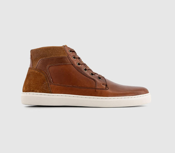 Office Chadlington Mid Top Trainers Tan Leather
