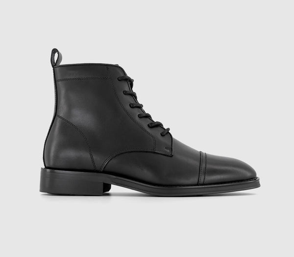 Mens Office Berwick Smart Laceup Toecap Boots Black Leather