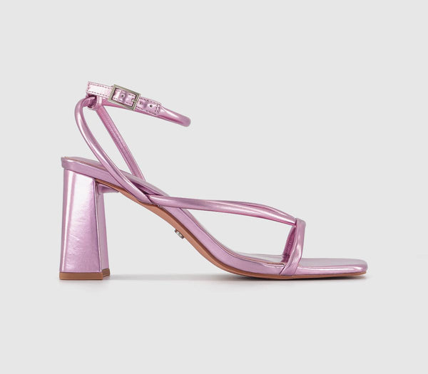 Womens Office History Embellished High Heel Sandals Pink Metallic