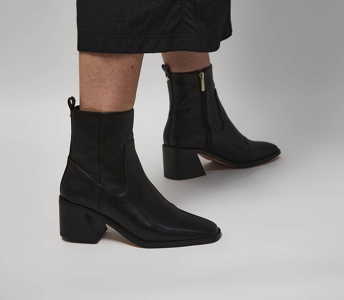 Womens Office Aspire Low Block Heel Ankle Boots Black