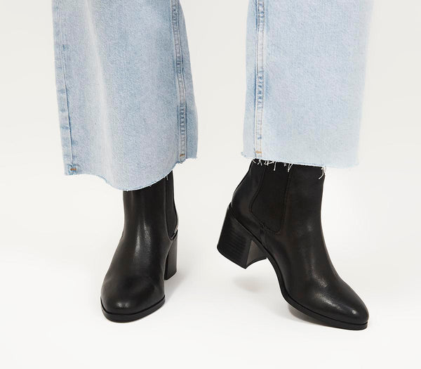 Womens Office Aspect Block Heel Chelsea Boots Black Leather