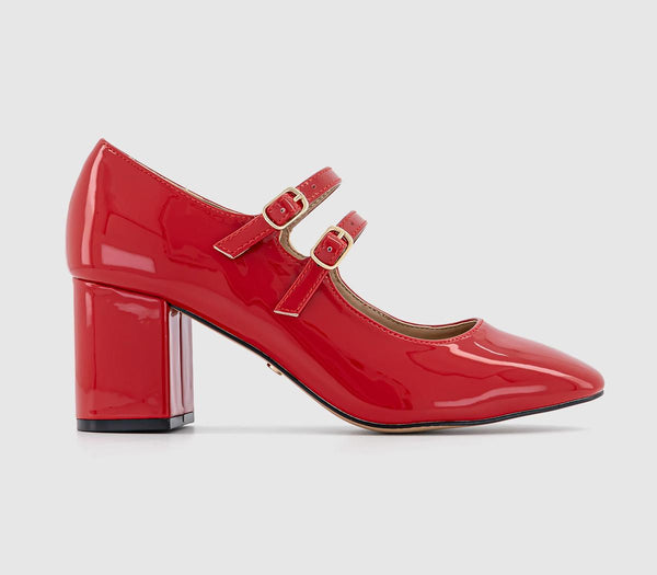 Womens Office Madame Two Strap Mary Janes Red Patent
