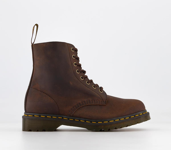 Mens Dr. Martens DM 8 Eye Lace Boots Chestnut Brown Waxed Full Grain
