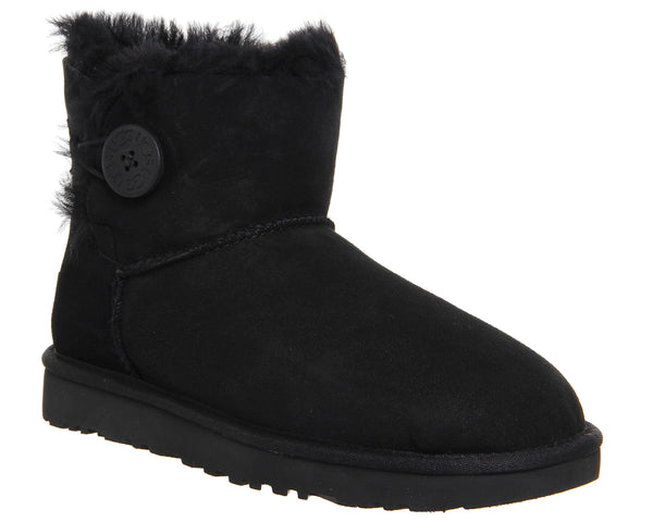 Womens UGG Mini Bailey Button II Black Suede - OFFCUTS SHOES by OFFICE