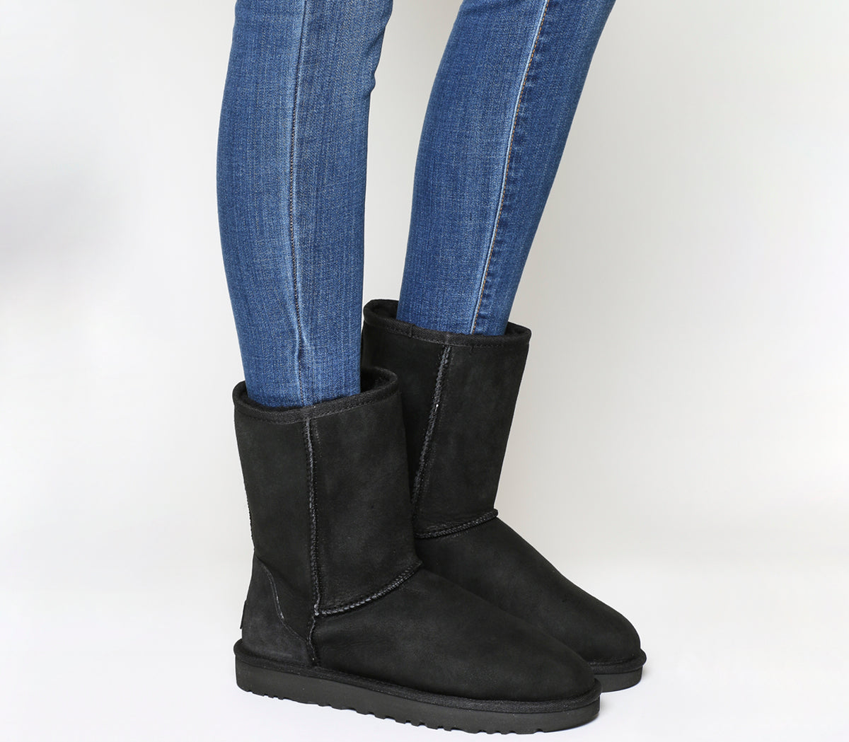 Womens Ugg Classic Short II Boots Black Suede - OFFCUTS SHOES by OFFICE