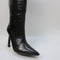 Womens Office Kitty Croc Knee Boots Black Croc