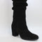 Womens Office Kaley Round Toe Block Heel Boots Black Suede