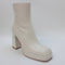 Womens Office Attitude Square Toe Platform Ankle Boots Cream Leather