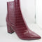 Womens Office Ankara Point Block Heel Boots Oxblood Croc