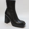 Womens Office Attitude Square Toe Platform Ankle Boots Black Leather