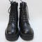 Womens Office Arrow Cleat Sole Lace Up Hiker Boots Black Leather