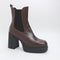 Womens Office Arke Platform Block Heel Ankle Boots Brown Leather