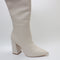 Womens Office Kash  Point Toe Block Boots Cream Leather