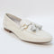 Womens Office Flock Suede Tassle Loafers Off White Leather