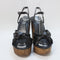 Womens Office Hardy Knotted Wood Sandals Black Leather