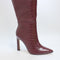 Womens Office Wide Fit: Kitty Croc Knee Boots Burgundy Croc