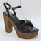 Womens Office Hardy Knotted Wood Sandals Black Leather