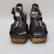 Womens Office Motto Wood Block Two Part Sandals Chocolate Leather