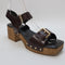 Womens Office Motto Wood Block Two Part Sandals Chocolate Leather