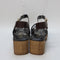 Womens Office Motto Wood Block Two Part Sandals Chocolate Leather