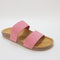 Womens Office Swift Double Strap Footbed Sandals Coral Pink Nubuck