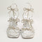 Odd Sizes - Womens Office Henley Bow Detail Block Heels Sandals Silver - UK Sizes Right 6/Left 7