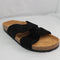 Womens Office Sustain Twisted Footbed Sandals Black Suede