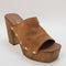 Womens Office Hector High Mule Clogs Tan Suede