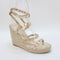 Womens Office Heaven Studded Espadrille Wedges Gold