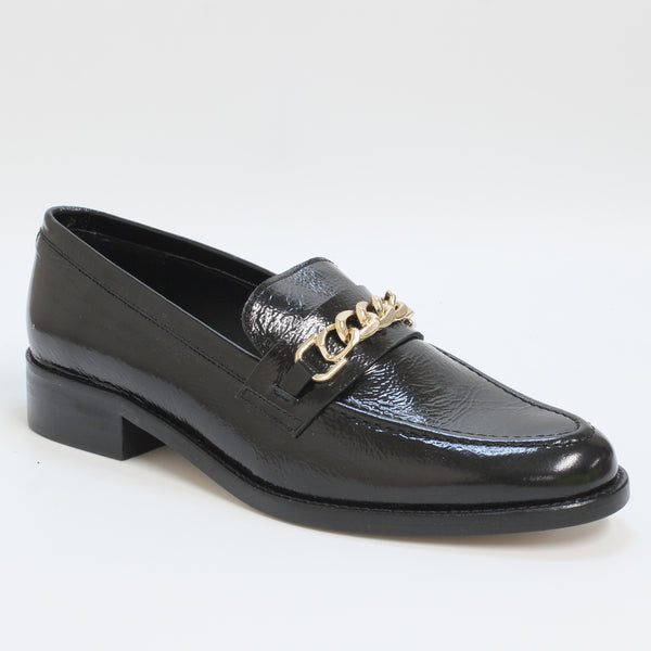 Womens Office Fargo Spain Chain Loafers Black Leather