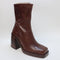 Womens Office Anthem Chunky Platform Block Ankle Boots Chocolate Leather