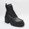 Womens Office Alpha Lace Up Block Heel Boots Black Leather