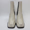 Womens Office Axel Square Toe Apron Block Heel Ankle Boots White Leather
